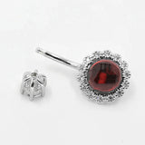 925 Silver Belly Button Ring Garnet Body Piercing Jewelry