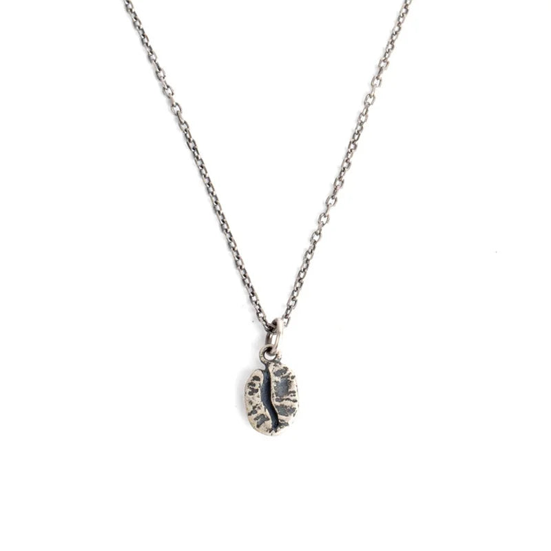 925 Silver Coffee Bean Pendant Choker Vintage Necklace