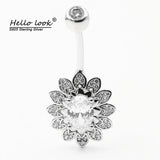 925 Silver CZ Navel Piercing Belly Dance Beach Belly Ring