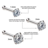 925 Sterling Silver CZ Nose Nails Clear Crystal Stud Earrings