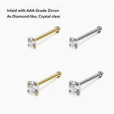 925 Sterling Silver CZ Nose Nails Clear Crystal Stud Earrings