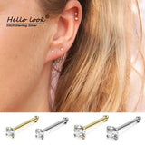 925 Sterling Silver CZ Nose Nails Clear Crystal Stud Earrings