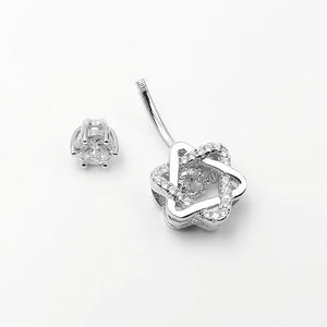 925 Sterling Silver CZ Heart Belly Button Ring Navel Piercing Women Body Jewelry