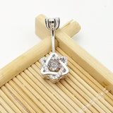 925 Sterling Silver CZ Heart Belly Button Ring Navel Piercing Women Body Jewelry