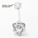 925 Sterling Silver CZ Heart Belly Button Ring Navel Piercing Women Body Jewelry