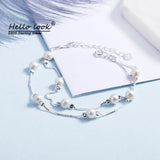 925 Silver Double Pearl Bracelet Classic Jewelry