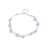 925 Silver Double Pearl Bracelet Classic Jewelry