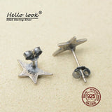 Vintage Star Earrings 925 Silver Pentagram Studs
