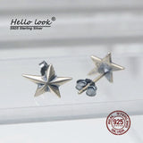 Vintage Star Earrings 925 Silver Pentagram Studs