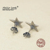 Vintage Star Earrings 925 Silver Pentagram Studs