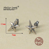 Vintage Star Earrings 925 Silver Pentagram Studs