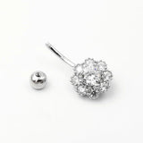 925 Sterling Silver Zircon Flower Belly Button Ring Charm