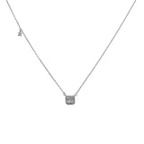 925 Silver Square Diamond Necklace Clavicle Chain