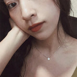 925 Silver Square Diamond Necklace Clavicle Chain