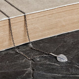 Vintage Silver Feather Pendant Necklace for Women