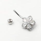 925 Sterling Silver Flower Belly Button Ring Romantic Gift Body Jewelry