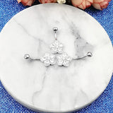 925 Sterling Silver Flower Belly Button Ring Romantic Gift Body Jewelry