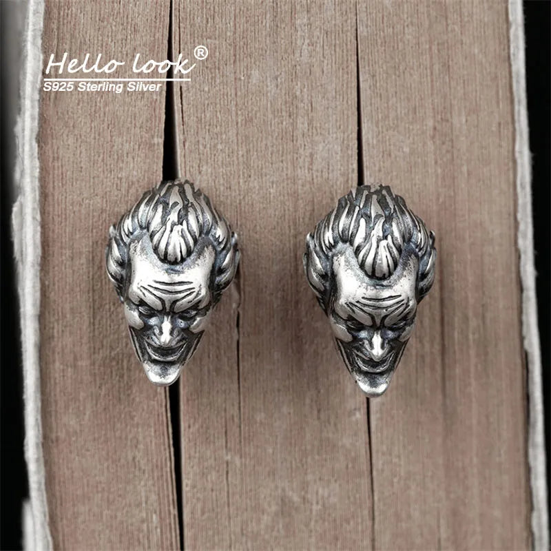 925 Sterling Silver Clown Studs Earrings Gothic Halloween Party