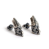 925 Sterling Silver Gothic Skull Earrings Vintage Jewelry