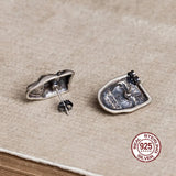925 Silver Gothic Smile Face Earrings for Men