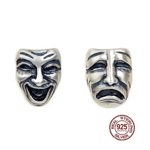 925 Silver Gothic Smile Face Earrings for Men