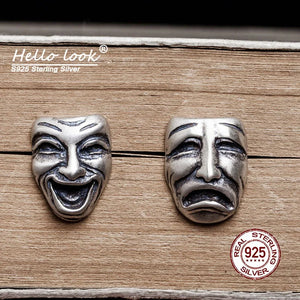 925 Silver Gothic Smile Face Earrings for Men