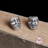 925 Silver Gothic Smile Face Earrings for Men