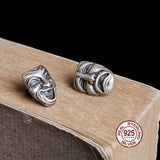 925 Silver Gothic Smile Face Earrings for Men