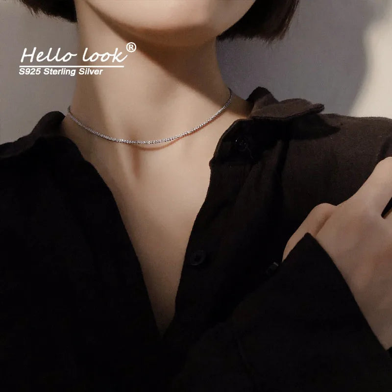 925 Silver Gypsophila Choker Necklace Anniversary Gift