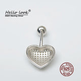 925 Silver Heart Belly Buttton Ring CZ Navel Piercings for Women