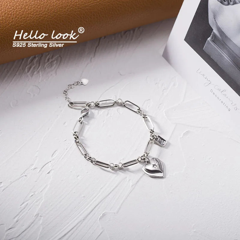 925 Silver Heart Bracelet for Girlfriend Wedding Party
