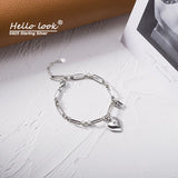 925 Silver Heart Bracelet for Girlfriend Wedding Party