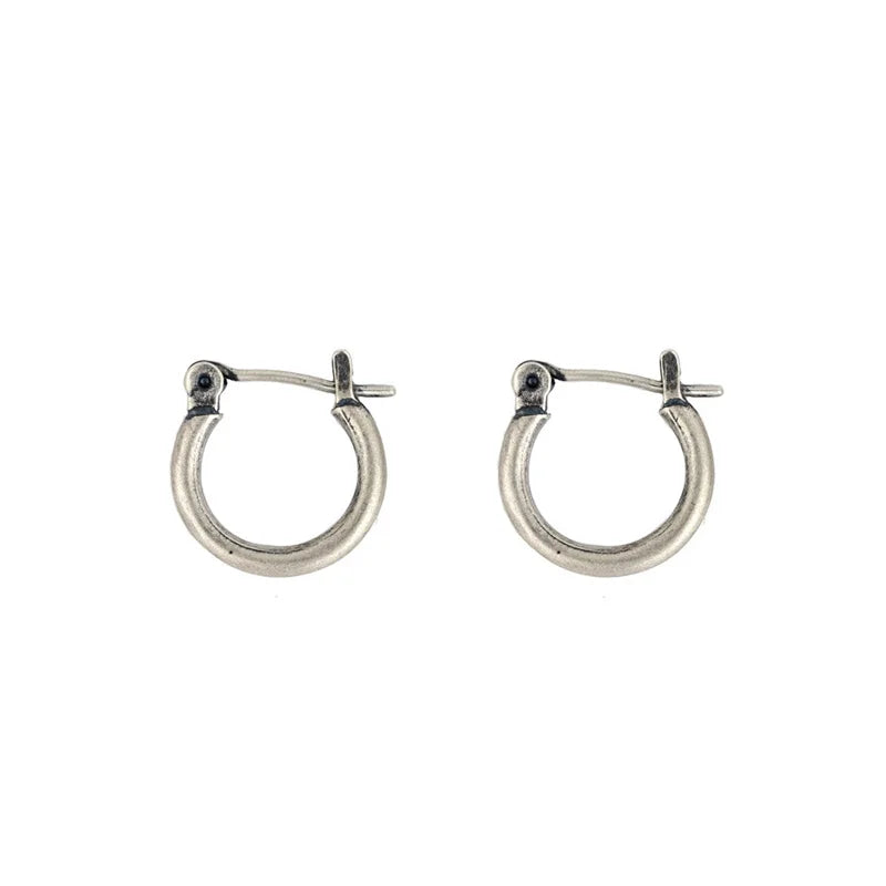925 Silver Hoop Earrings Vintage Style Half Circle Women's Ear Piercing Jewelry