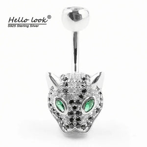 925 Sterling Silver Leopard Body Jewelry Belly Button Ring