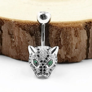 925 Sterling Silver Leopard Body Jewelry Belly Button Ring