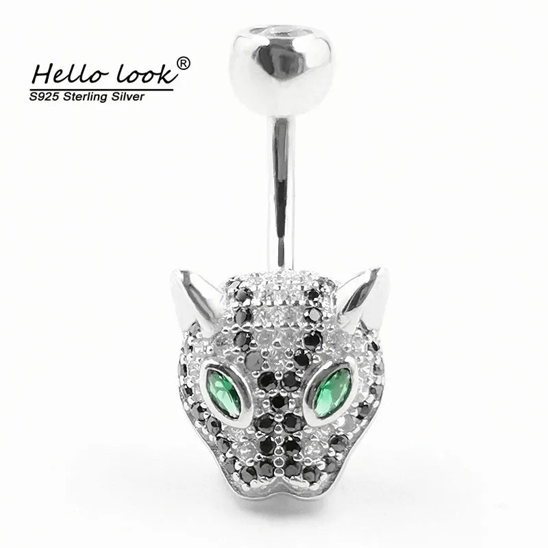 925 Sterling Silver Leopard Body Jewelry Belly Button Ring