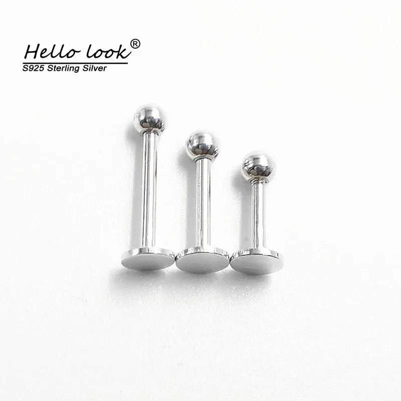 925 Silver Lip Stud Body Piercing Jewelry 3mm Ball Lip Piercing Labret Lip Ring