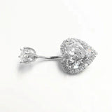 925 Silver Love Shape Belly Button Ring Zircon Nail Body Piercing Jewelry