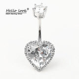 925 Silver Love Shape Belly Button Ring Zircon Nail Body Piercing Jewelry