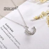 925 Sterling Silver Moon Diamond Necklace Clavicle Chain