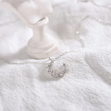 925 Sterling Silver Moon Diamond Necklace Clavicle Chain