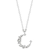 925 Sterling Silver Moon Diamond Necklace Clavicle Chain