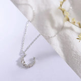 925 Sterling Silver Moon Diamond Necklace Clavicle Chain