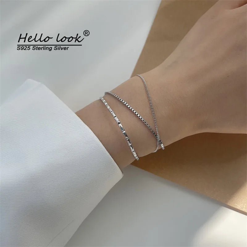 925 Sterling Silver Multi-Layer Bracelet Three-Layer Chain Unique
