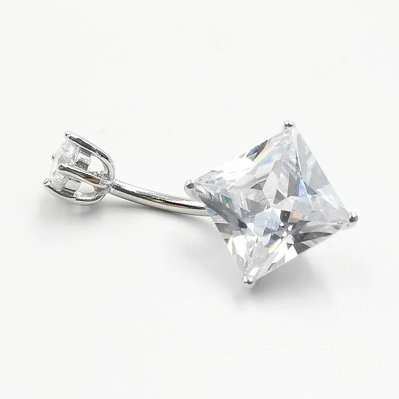 925 Silver Navel Piercing CZ Belly Button Ring Sexy Body Jewelry