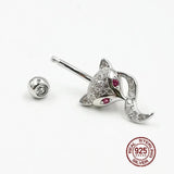925 Silver Fox Belly Button Ring Zircon Body Piercing Jewelry