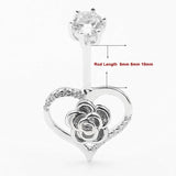 925 Silver Rose Belly Button Rings Wedding Body Jewelry