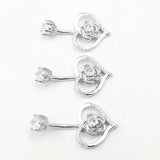 925 Silver Rose Belly Button Rings Wedding Body Jewelry