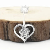 925 Silver Rose Belly Button Rings Wedding Body Jewelry