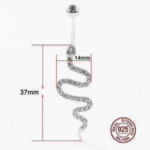 925 Silver Navel Piercing Snake Shape Belly Button Rings Women